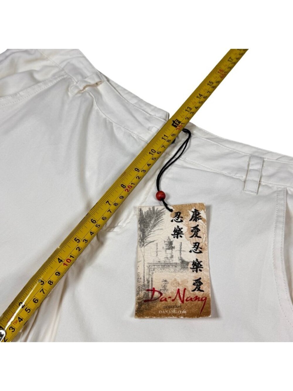 NWT Vintage Y2K Da-Nang Capri Pants Sz L Ivory Silk Cotton Blend Rare - Picture 8 of 16